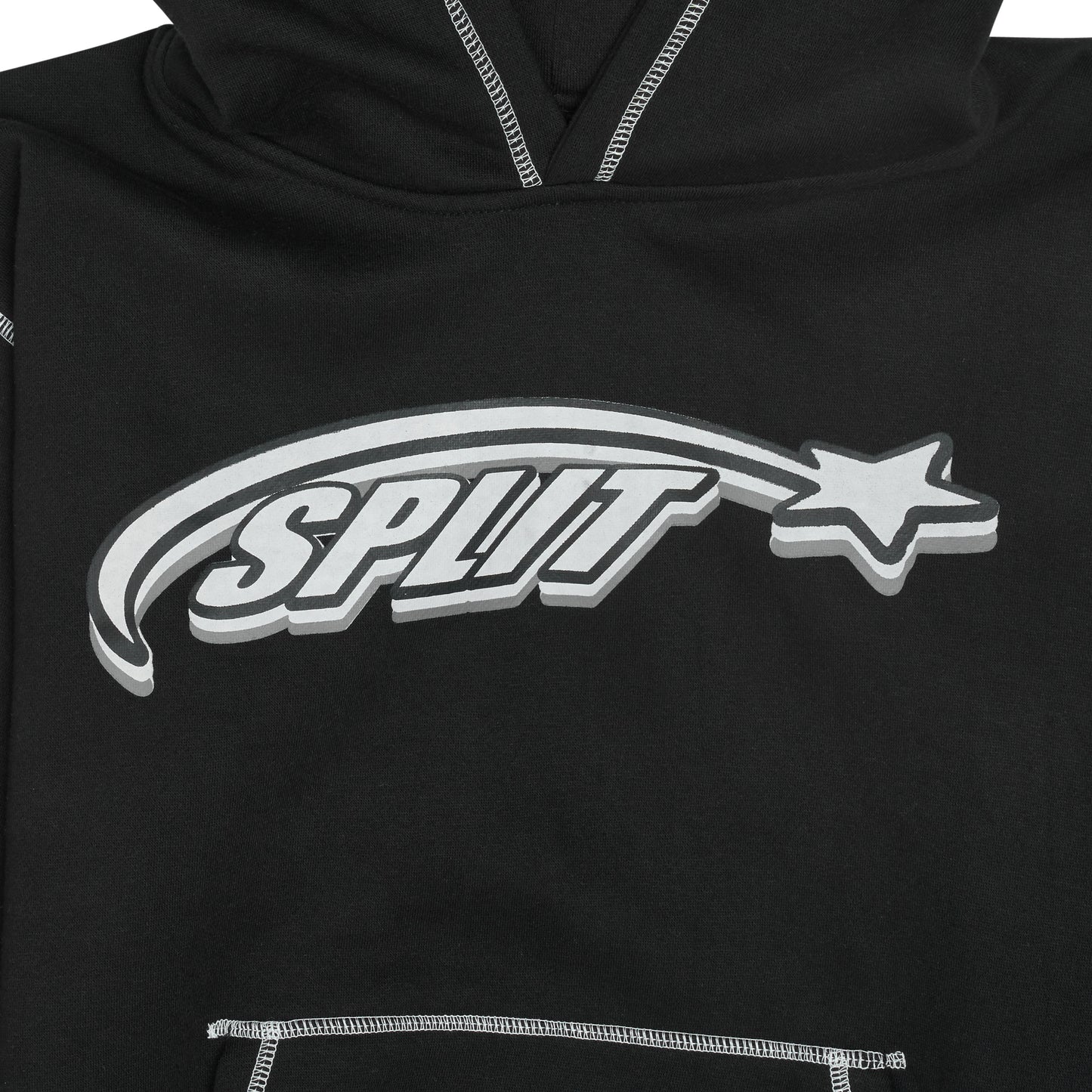 Split Contrast Stitch Hoodie