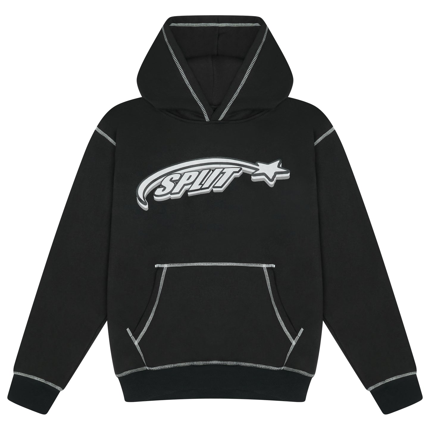 Split Contrast Stitch Hoodie