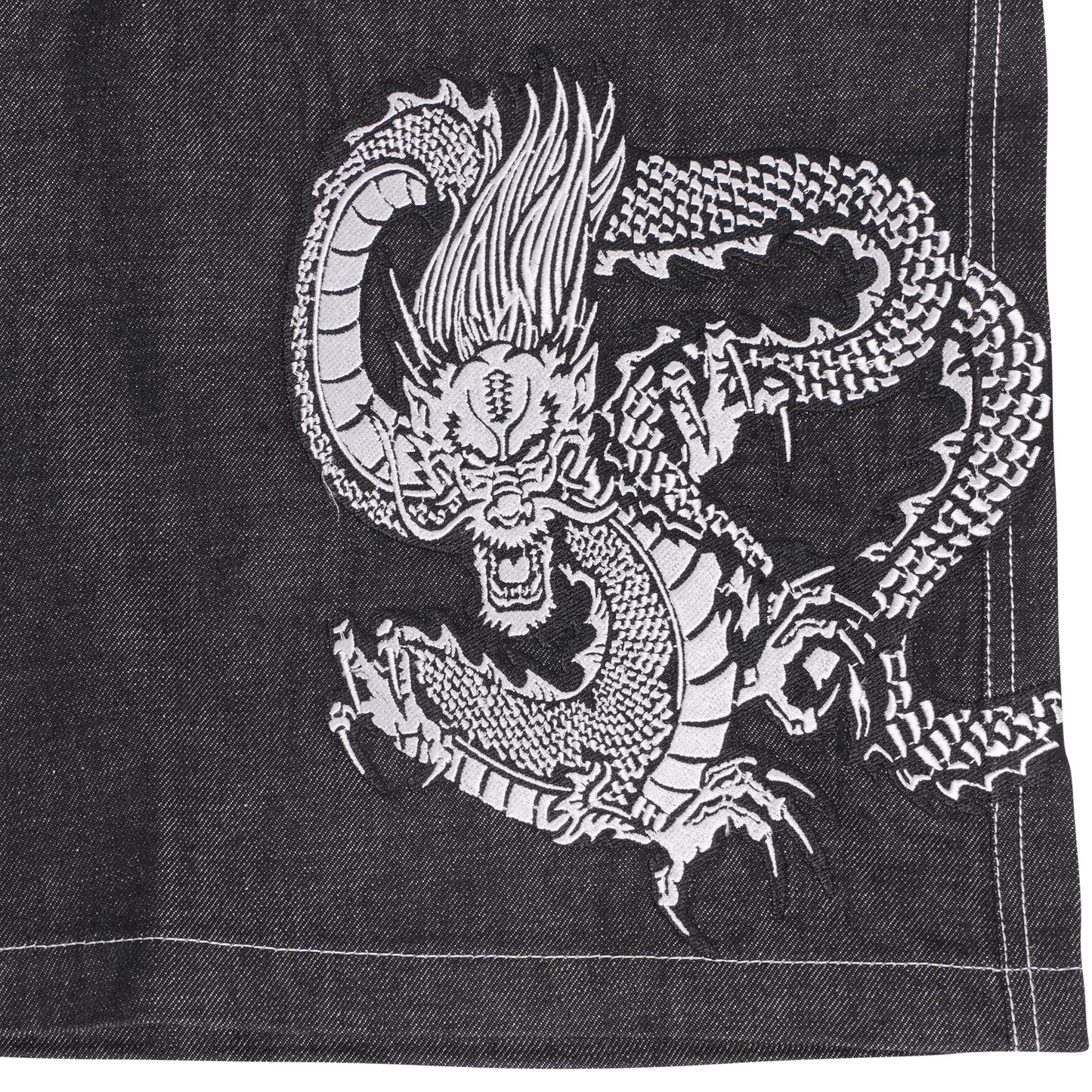 Split Embroidered Dragon Jorts