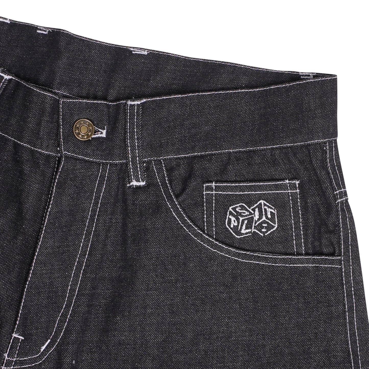 Split Embroidered Dragon Jorts