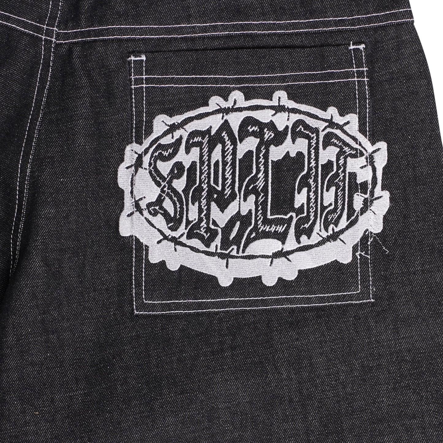 Split Embroidered Dragon Jorts