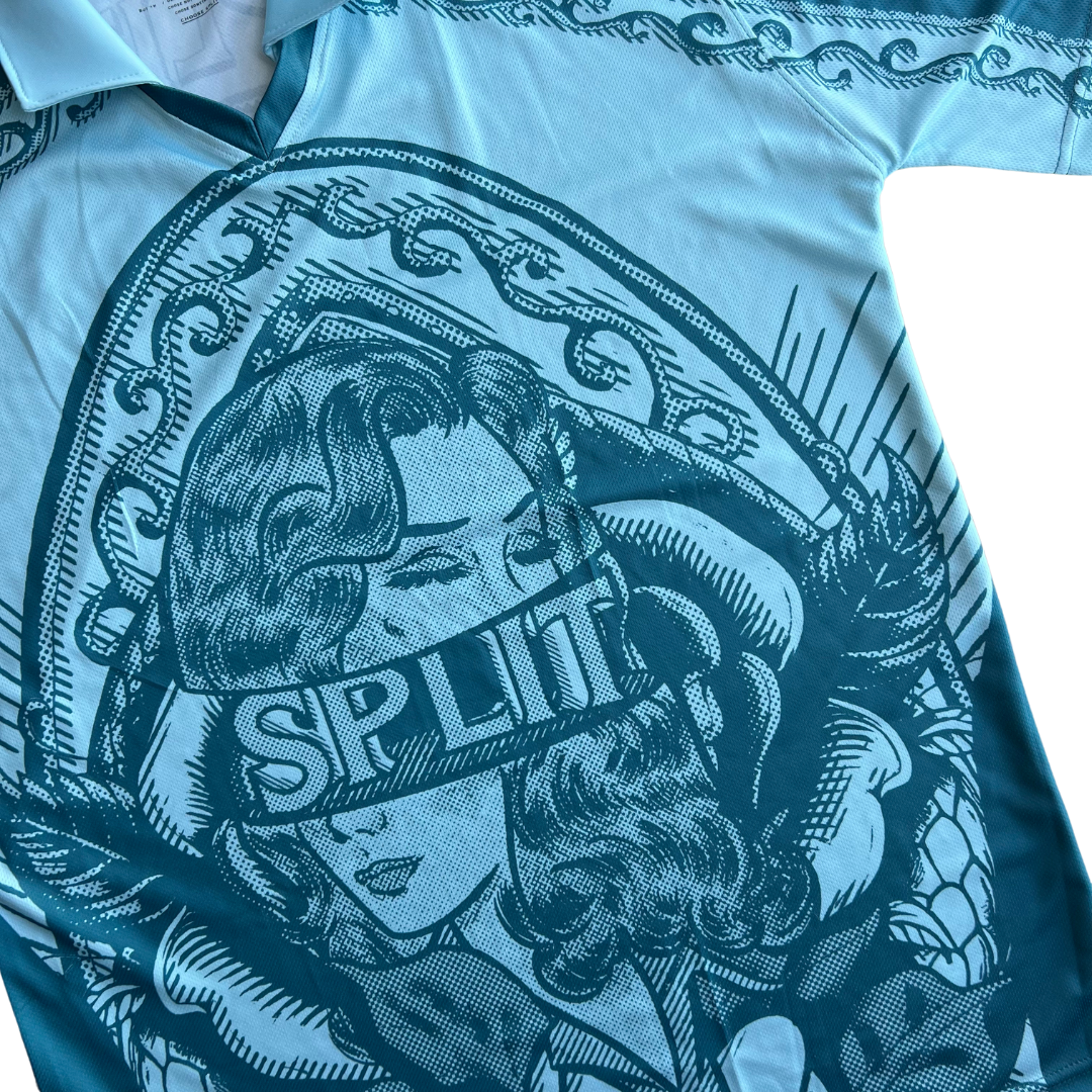 Split Vision Football Tee- Blue