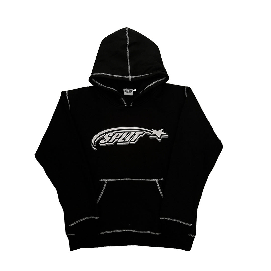 Split Contrast Stitch Hoodie