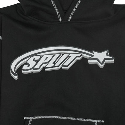 Split Contrast Stitch Hoodie