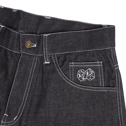 Split Embroidered Dragon Jorts