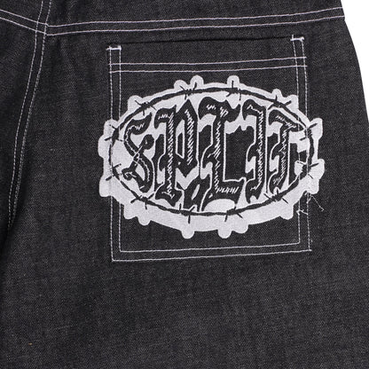 Split Embroidered Dragon Jorts