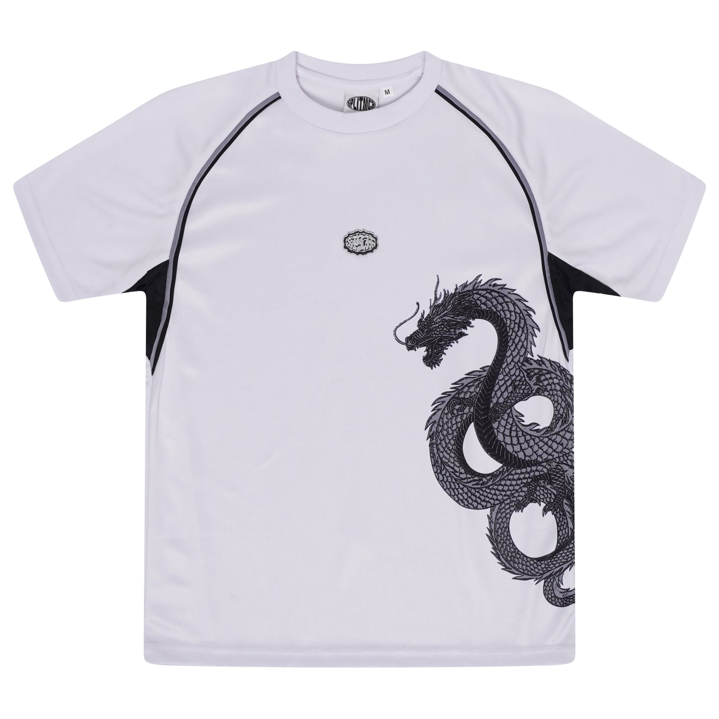 Split Active Dragon Tee - White / Black