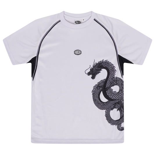 Split Active Dragon Tee - White / Black