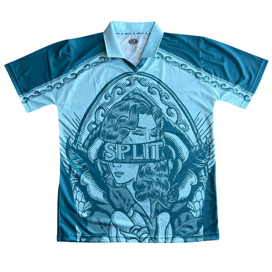 Split Vision Football Tee- Blue